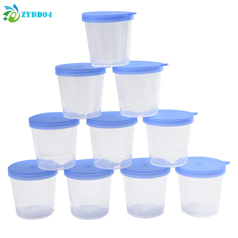 ●10Pcs 40ML Lab Stool Sample Collection Cup Hard Plastic Urine Test Collection Cup Box
