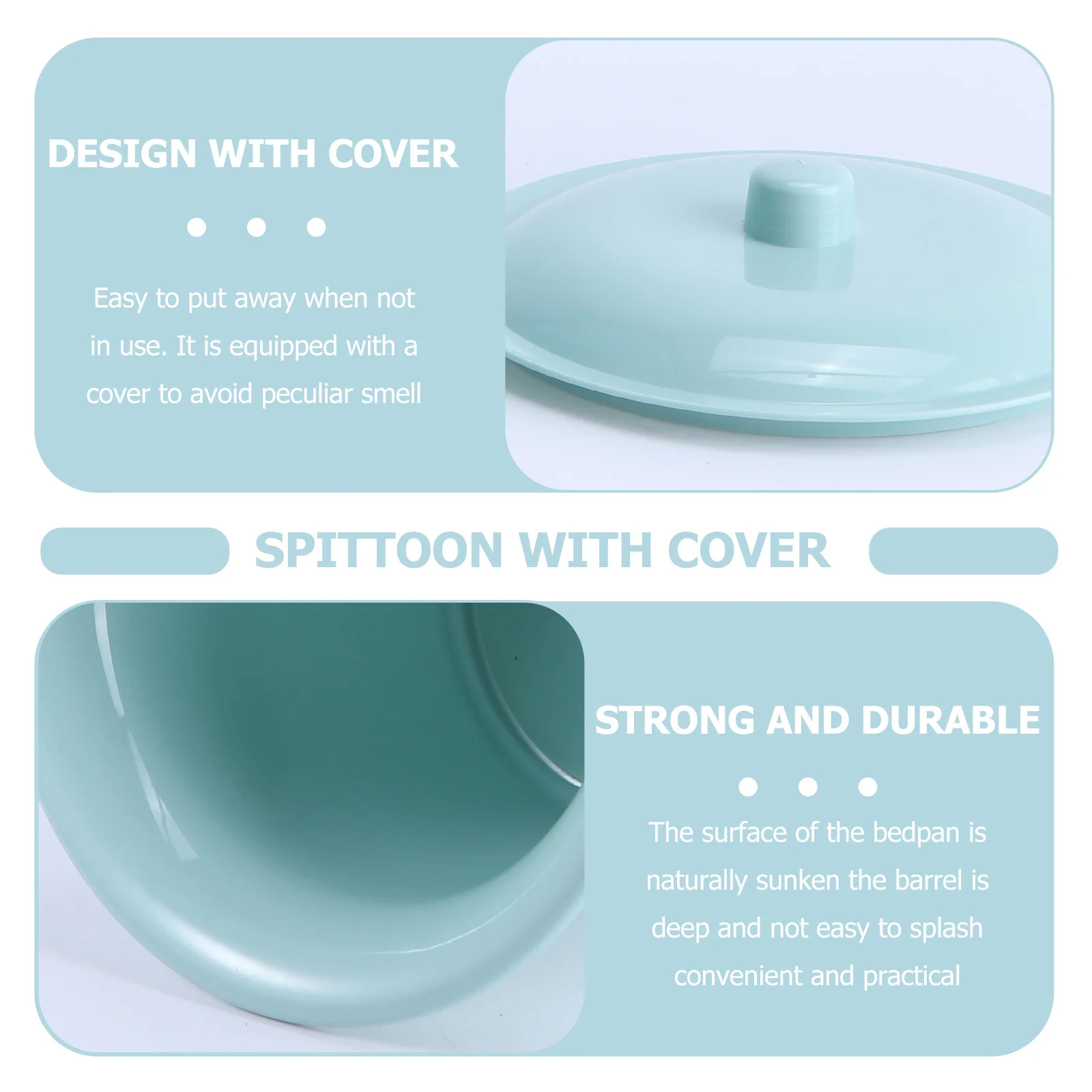 

1pc Plastic Bedpan With Lid Lightweight Deep Basin Anti-Splash Chamber Pot For Elderly Home Use Urinal Container