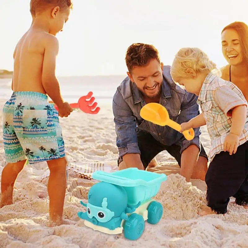 Juguetes de arena para playa, juego de moldes de playa para coche de pulpo, cubo de playa, pala de playa, Kit de herramientas, caja de arena, juguetes para niños al aire libre, jugar en el agua