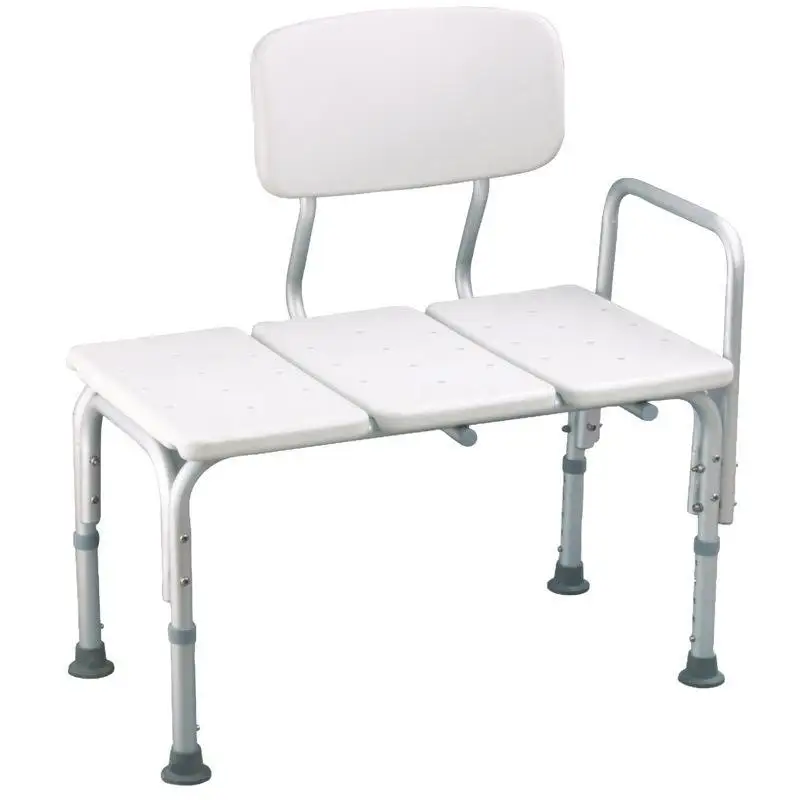 Adjustable Height Heavy Duty Foldable Bariatric Tub Transfer Bench Back Non-Slip Seat 100kg Load Capacity Commode Chair