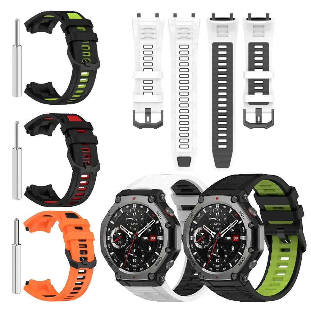 Bicolor Silicone Strap for Huami Amazfit T-REX 3 Smart Watch Strap Watchband T-Rex3 Sport Bracelet Wristband With Tool L1A5