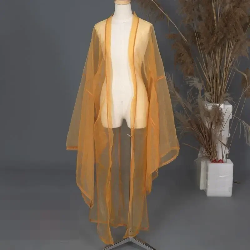 Chinese Traditional Hanfu Overcoat Women Men Chiffon Cardigan Cloak Ancinet Fairy Costume Large Sleeve Blouse Folk Dance Costume