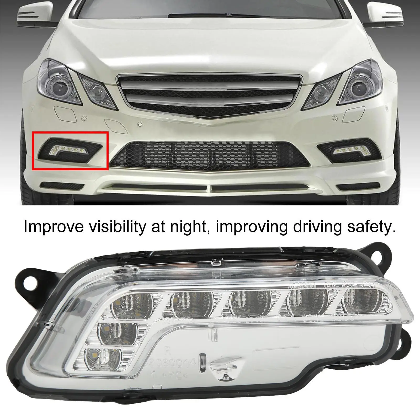 مجموعة مصابيح الضباب، متانة طويلة، مقاومة للماء، استبدال مباشر لتبديد الحرارة، مصابيح ضباب DRL، مبيت ABS للسيارات #5