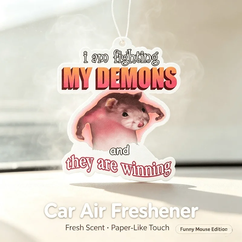 Car Air Freshener Funny Hamster Meme Hanging Scent Card for Car Interior Decor Rearview Mirror Ornament Gift