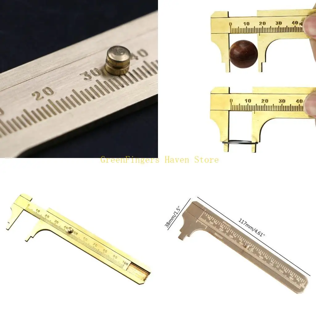 

F68D Vernier Caliper Mini Retro Brass Sliding Gauge Sliding Ruler Measuring Tool