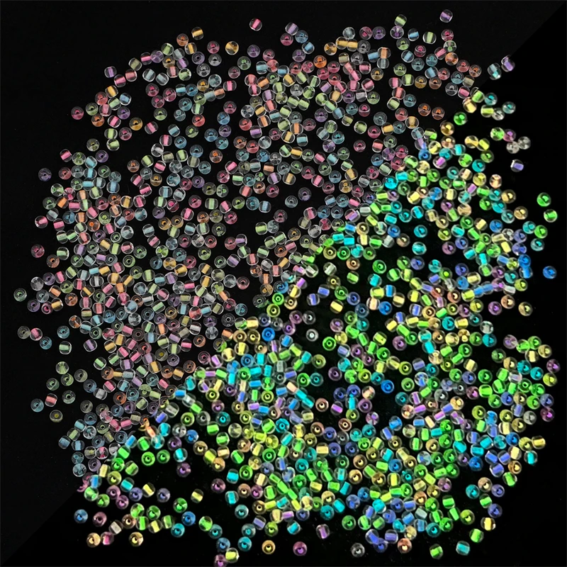 Image 4: Perles lumineuses de taille uniforme 10g, brillent dans la nuit, perles de rocaille en verre pour le travail de l'aiguille, fabrication de boucles d'oreilles, fabrication de bijoux 2/3mm 12/O 8/O