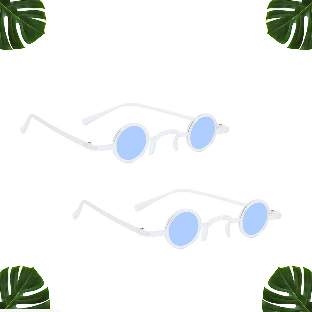 

2Pairs Retro Funny Creative Spoof Glasses Sunglasses for Party Festival White Frame Blue Eyeglass Lightweight Durable
