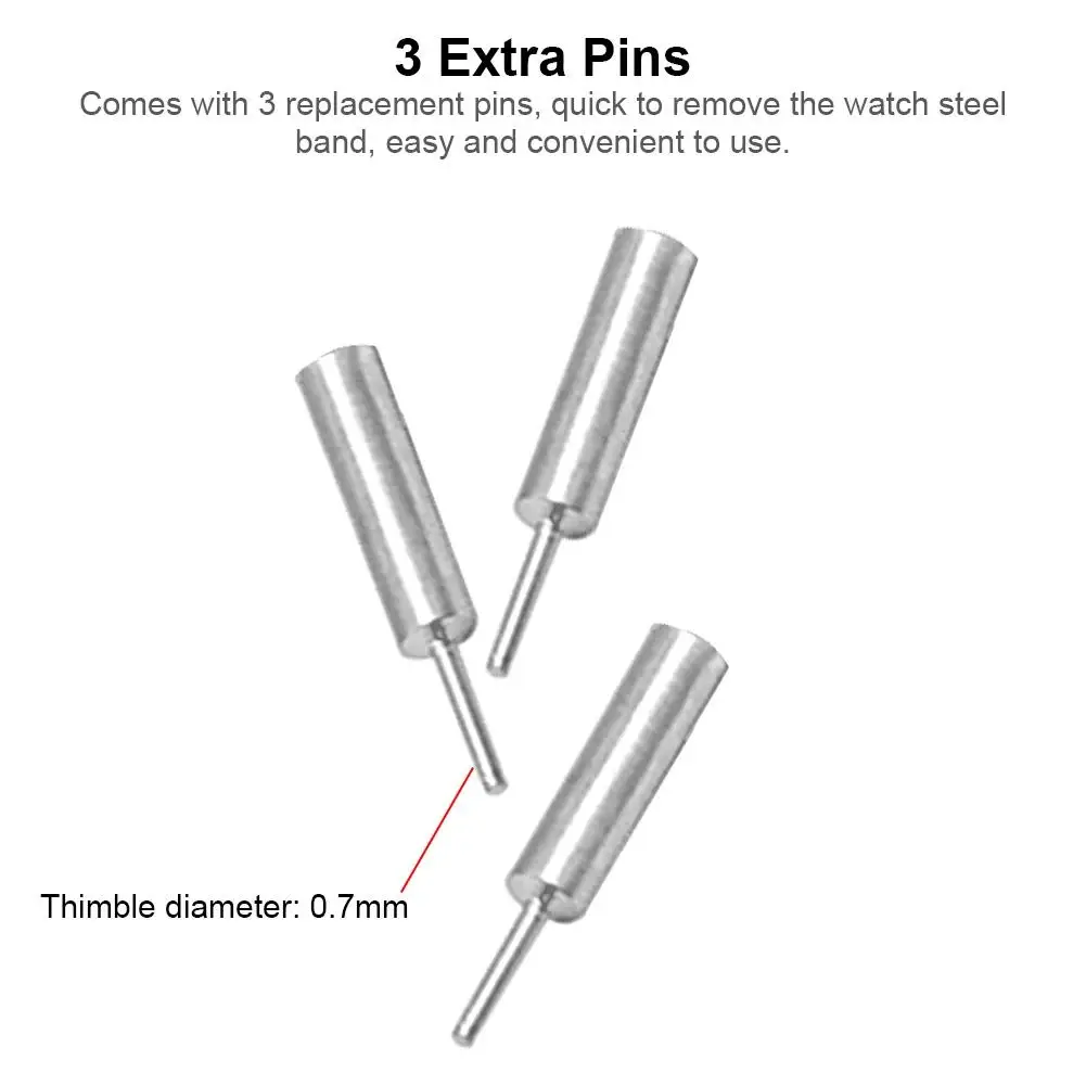 سبائك الألومنيوم حزام (استيك) ساعة حزام ربط دبوس مزيل سوار سلسلة الضابط أداة حزام الساعات مع 3 دبابيس إضافية ساعة إصلاح تول كيت #6