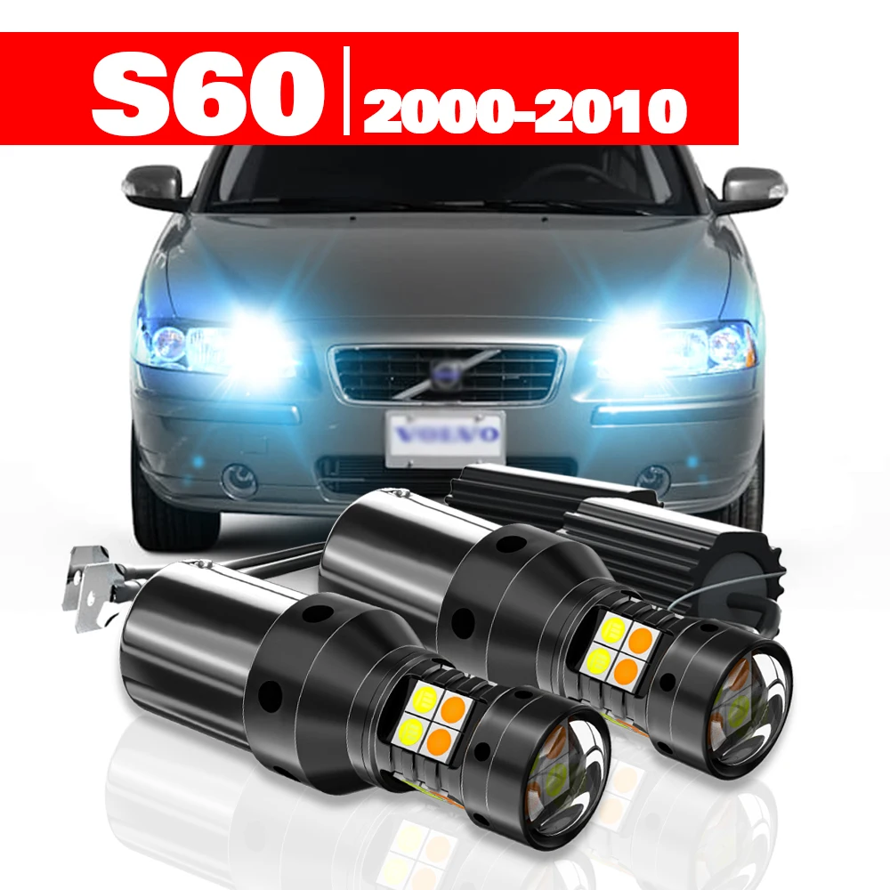 Für Volvo S60 2000-2010 2 stücke LED Dual Modus Blinker + Tagfahrlicht DRL 2003 2004 2005 2006 2007 2008 2009 Zubehör