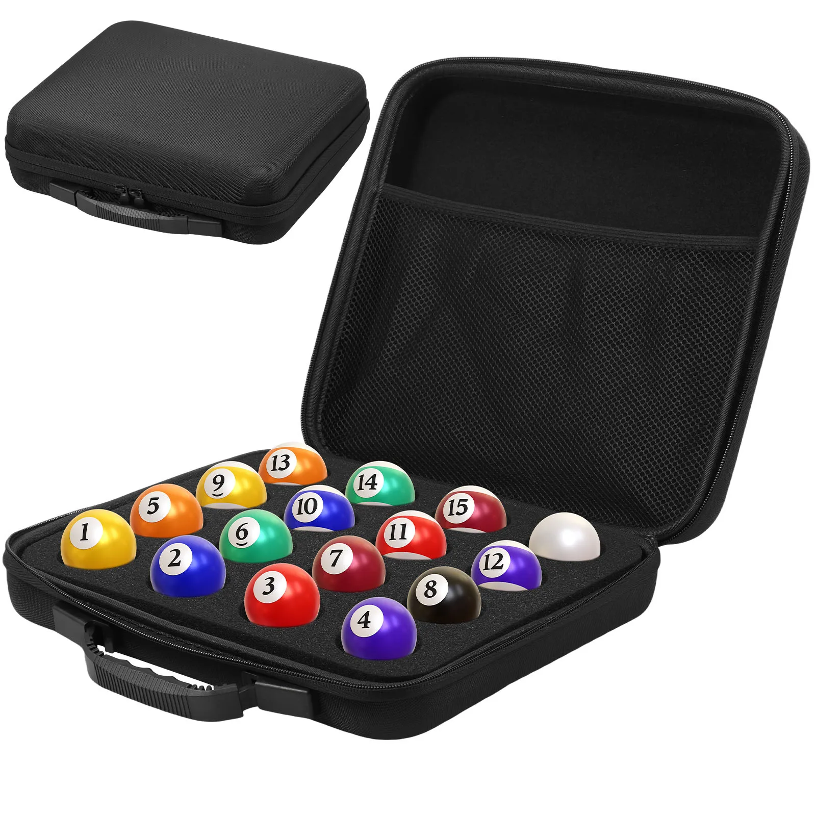 16 Grids Billiard Balls Bag Travel Pool Ball Storage Case Professional with Carry Handle and Double Zipper Billiard Accessories