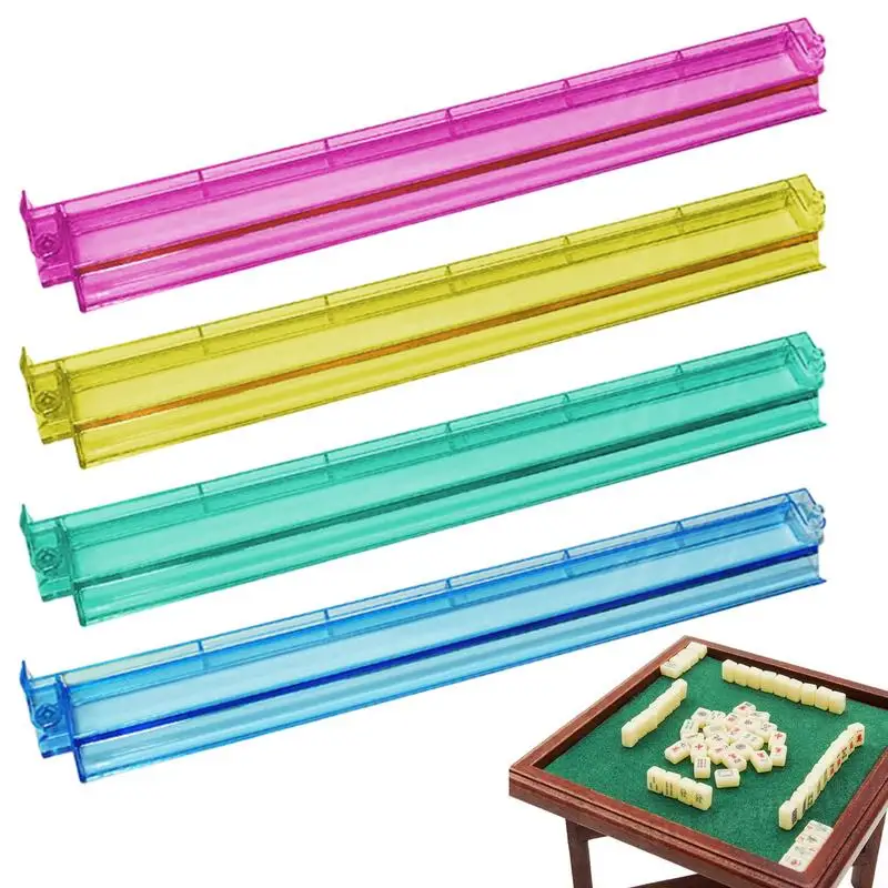 

Mahjong Tile Holder Multicolor 2 in 1 Clear Mahjong Holders Set of 4 Acrylic Storage Organizer Board Game Accessories Mah Jongg