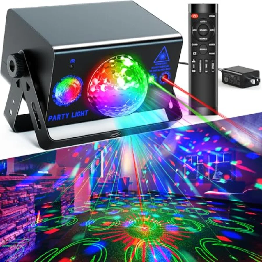 

Party Lights, Disco Light Dj Disco Ball LED Sound Activated Stage Lights with Remote Control for Parties Bar Club Pub Christmas