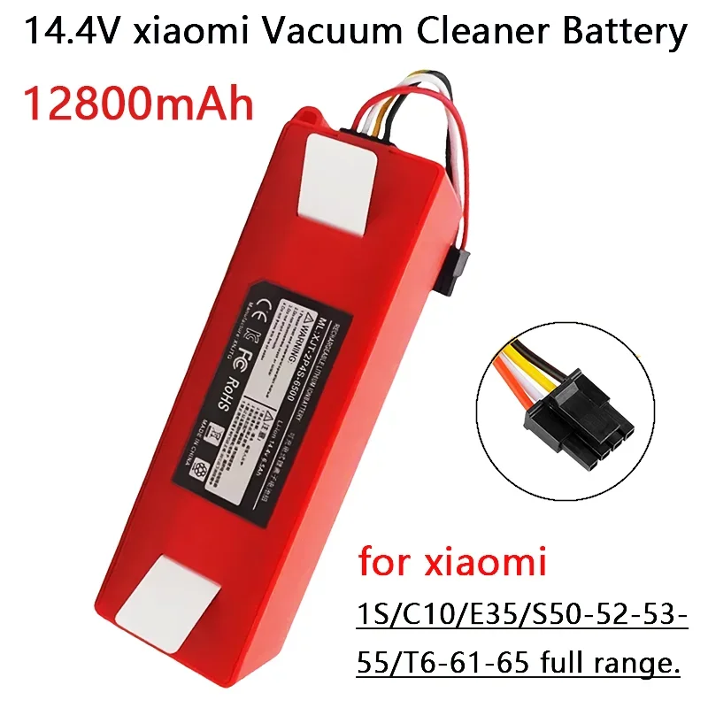 Brand New 12800mAh 14.4V Li-ion Connector lpega Rechargeable Battery for Xiaomi Roborock S50 S51 T4 T6 Mi Vacuum CleanerBrand