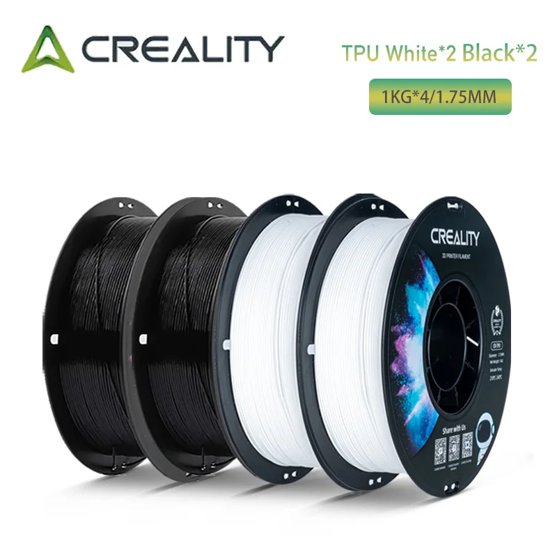 CREALITY TPU Filament 1,75mm 1KG 4er-Pack, 95A Flexibles Gummi 3D-Drucker Filament passend für K1 MAX/K2 Plus ComboEnder-3V3 SE/K1C/