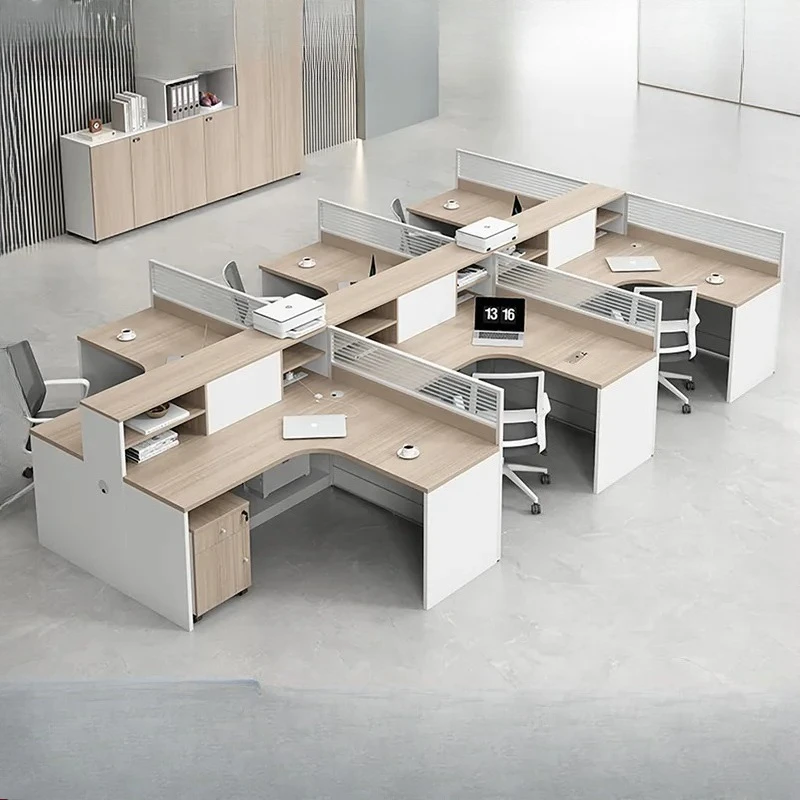 for Office Desk and Chair Combination Simple Modern Four Person Screen Card Seat Staff Station Table Company Desk