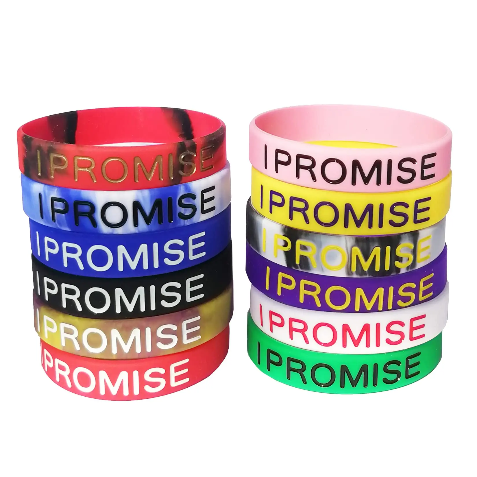 (12-Pack) I Promise Bracelets Motivational Quote Silicone Wristbands Rubber Basketball Inspirational Gifts and Party Favors view 4