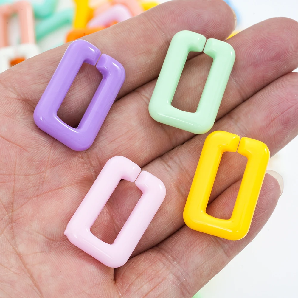 10pcs Large Acrylic Square Rings Mixed Color Link Chain Beads for Bracelet Necklace Making DIY Jewelry Glasses Chains Accessorie