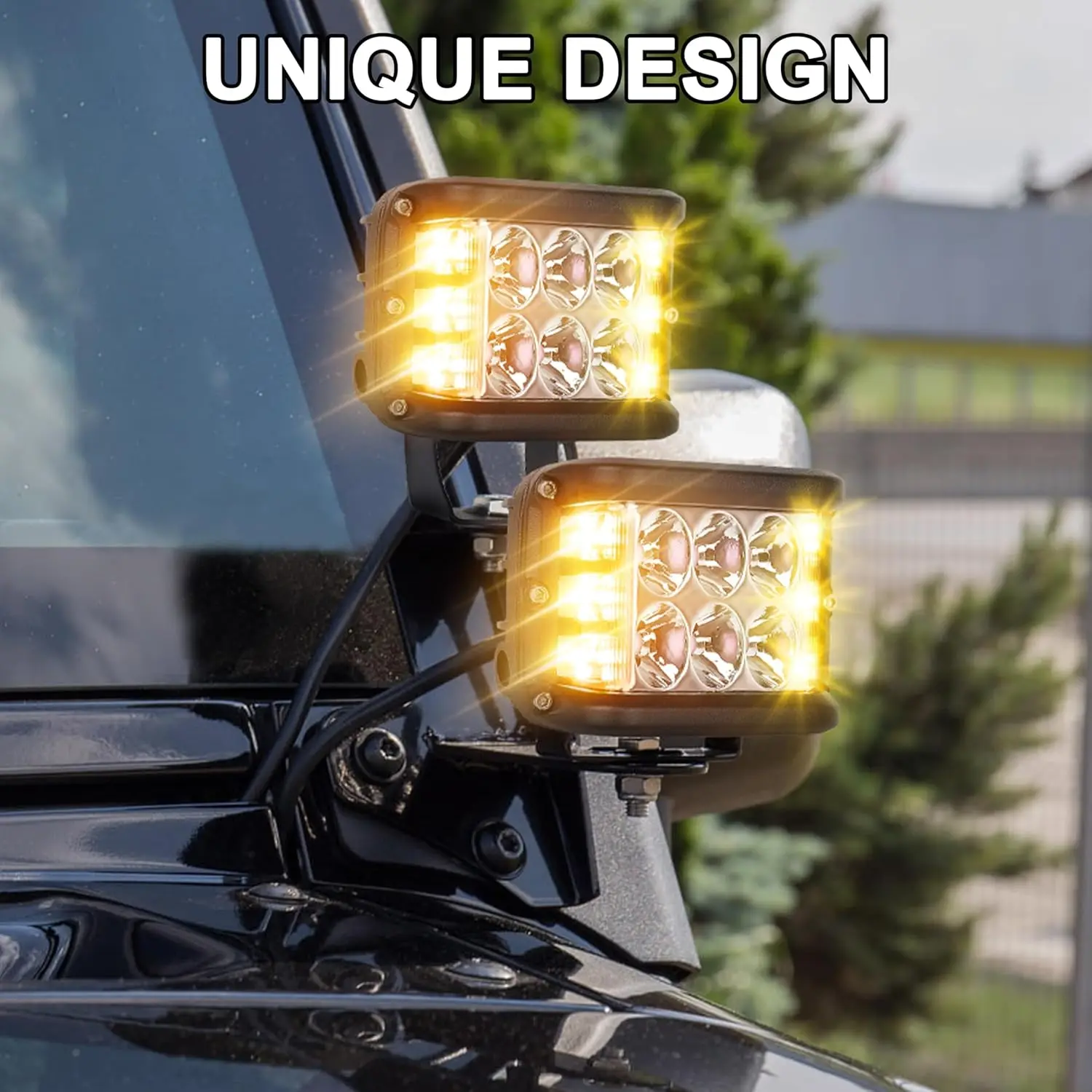 

4 Inch Dual Side Yellow Strobe LED Side Shooter Pod Lights for Farm Tractor Plow Truck ATV UTV Offroad Cube Lighting