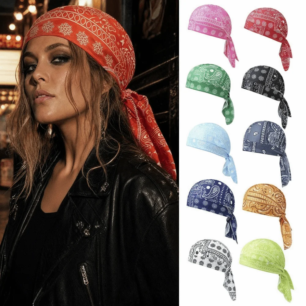 Fashion Accessory Paisley Print Hijab Caps Quick Dry Adjustable Pirate Hat Breathable Comfortable Chemo Cap Unisex