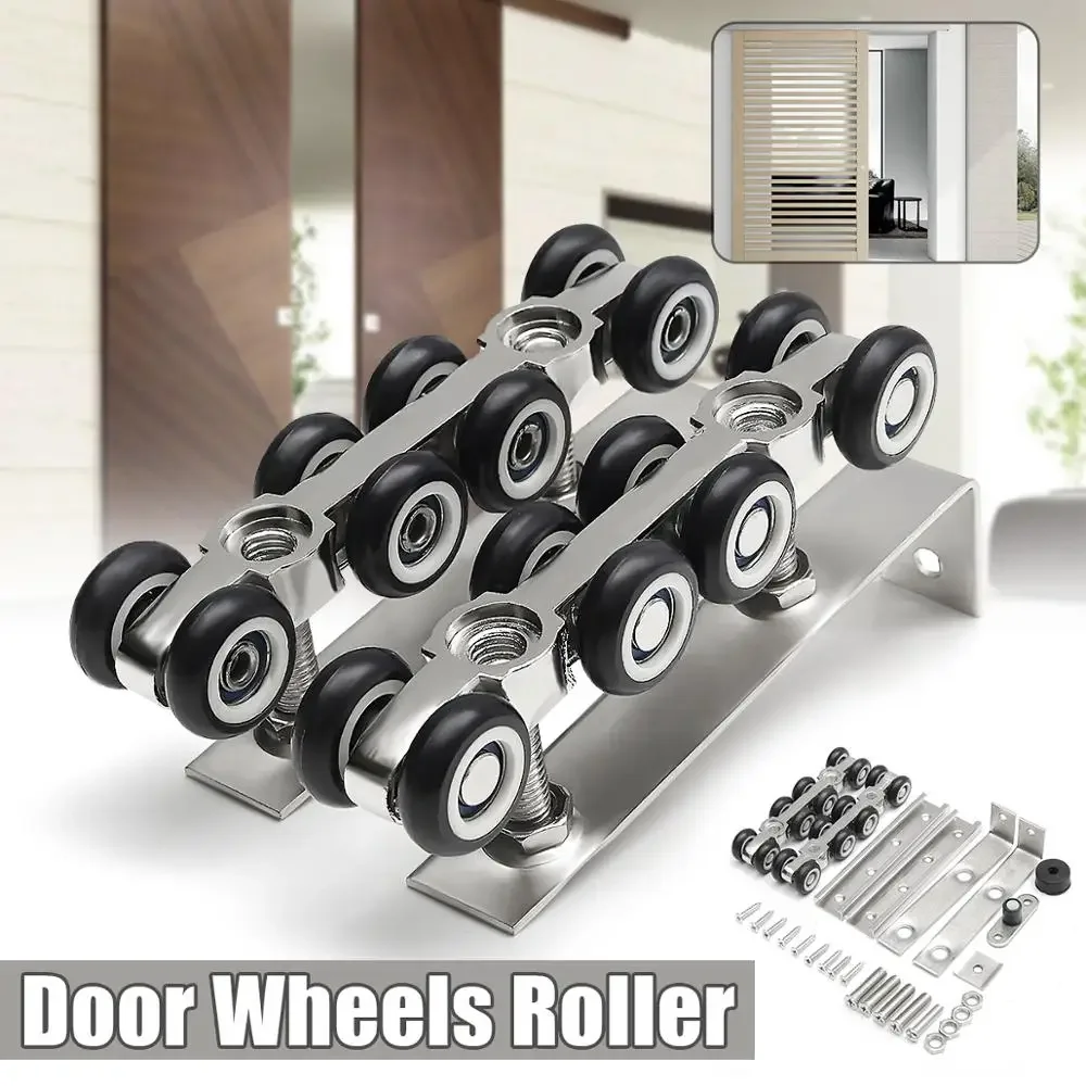 

2PCS Sliding Wooden Door Hanging Wheels Closet Hangers Roller Hardware Heavy Duty