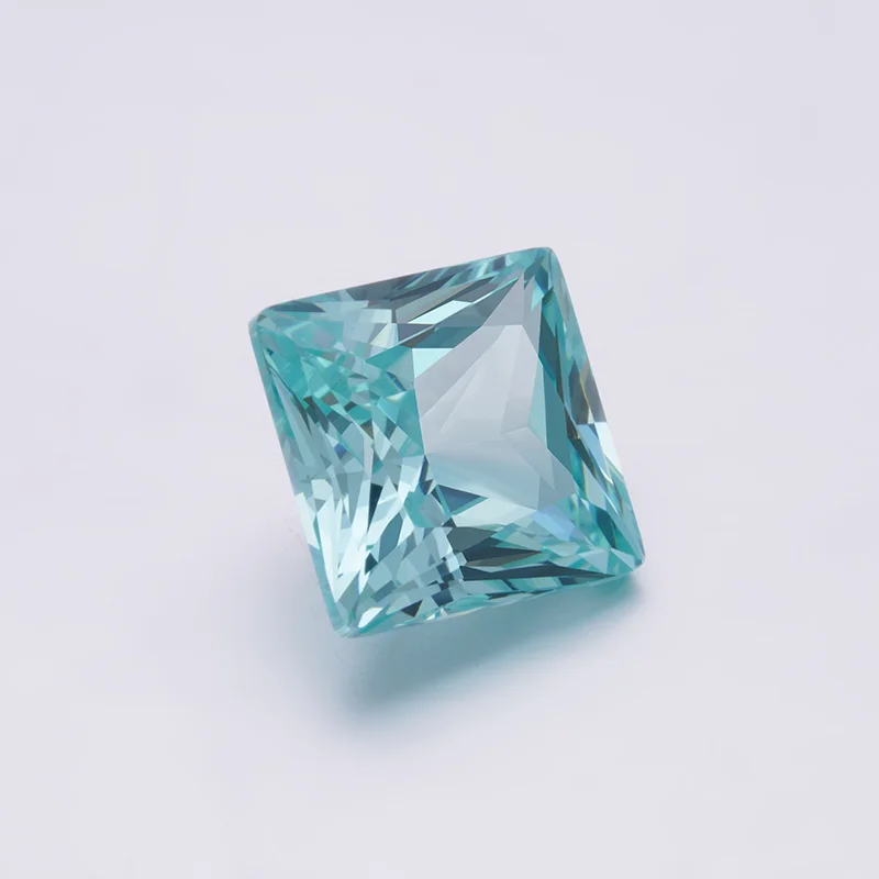 Princess Cut Lab Sapphire Loose Stone Square Shape Paraiba Color For Pendant Setting