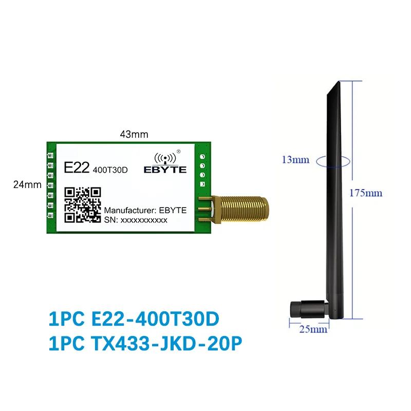 

Беспроводной модуль LoRa 433 МГц 470 МГц 490 МГц CDSENET E22-400T30D 30 дБм 10 км UART RF чип трансивер приемник передатчик