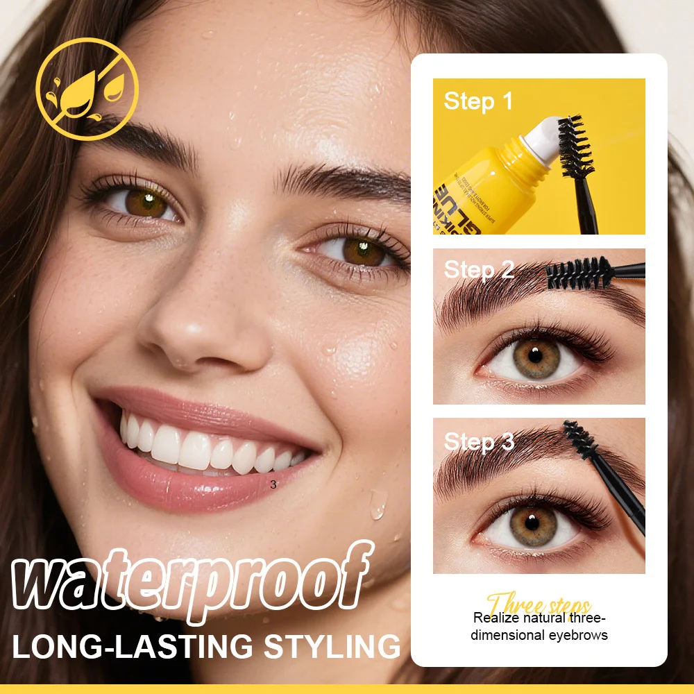 レイブレディ 3個入り 眉スタイリング スパイクグルー 防水 長持ちメイク 無色 即乾 眉毛用 ダブルブラシ付き