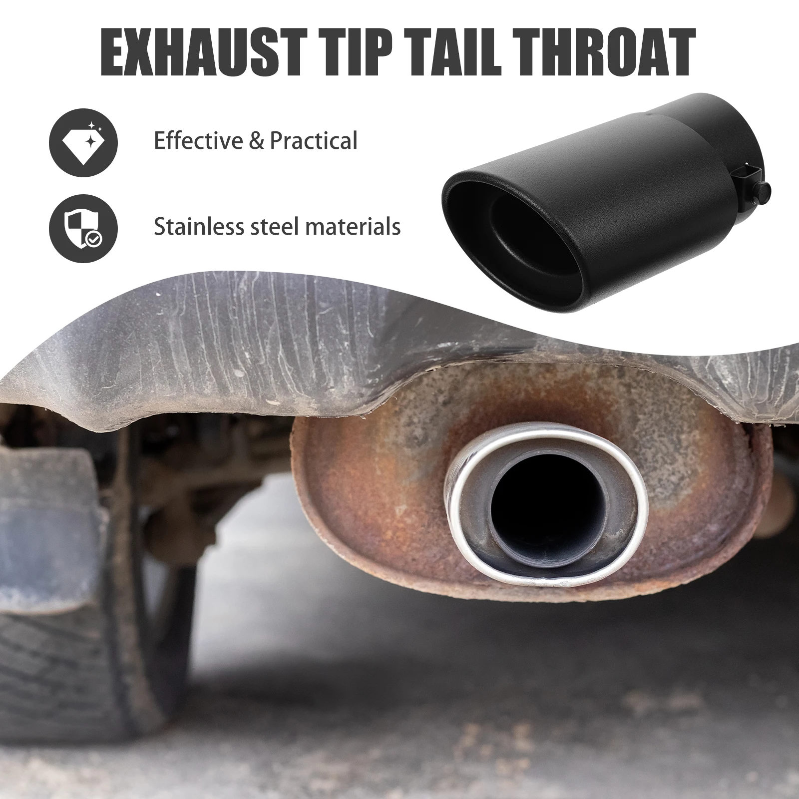 

Car Pipe Muffler Tailpipe Muffler Tip Single Truck Exhaust Tips Refit Stainless Steel Exhaust Accessories