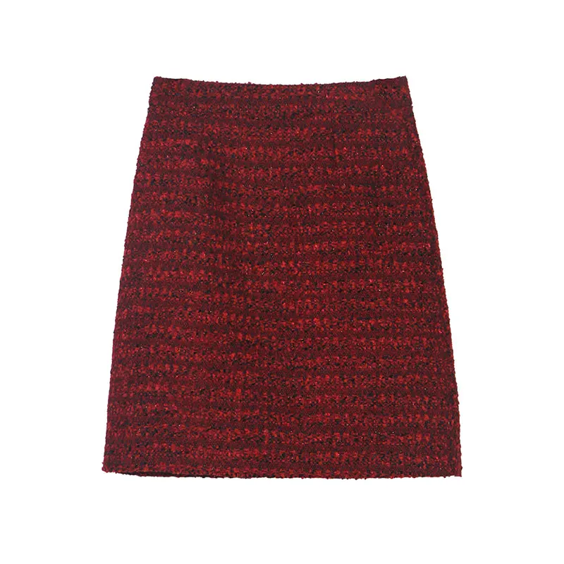 

New fashion elegant luxurious couture high-end temperament design sense small perfume style thick tweed slimming skirt