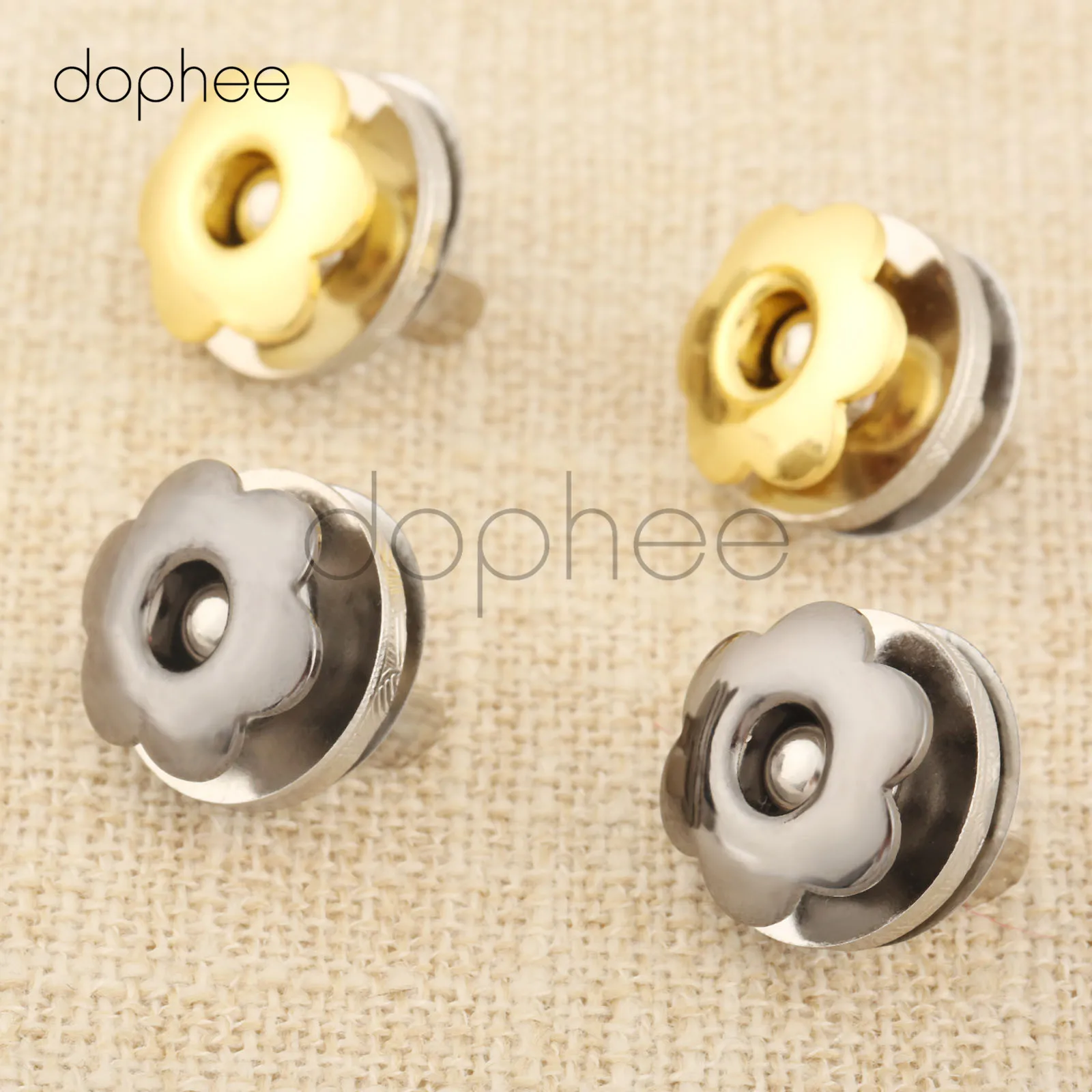 dophee 5sets 17mm Magnetic Snaps Flower-Shaped 2 Colors Buckles Buttons Press Decoration For Sewing Craft Clothing Wallet Bag