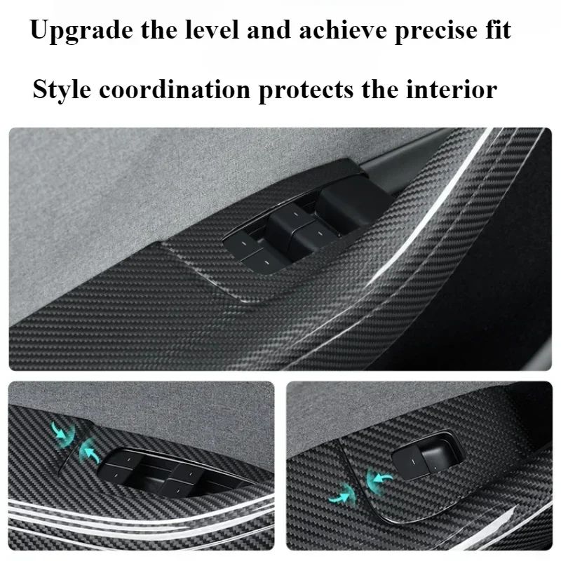 Boutons de commutation de lève-vitre pour Tesla modèle 3 Highland 2025, couverture de panneau de levage en Fiber de carbone véritable 3K240G, 4 pièces, accessoires LHD
