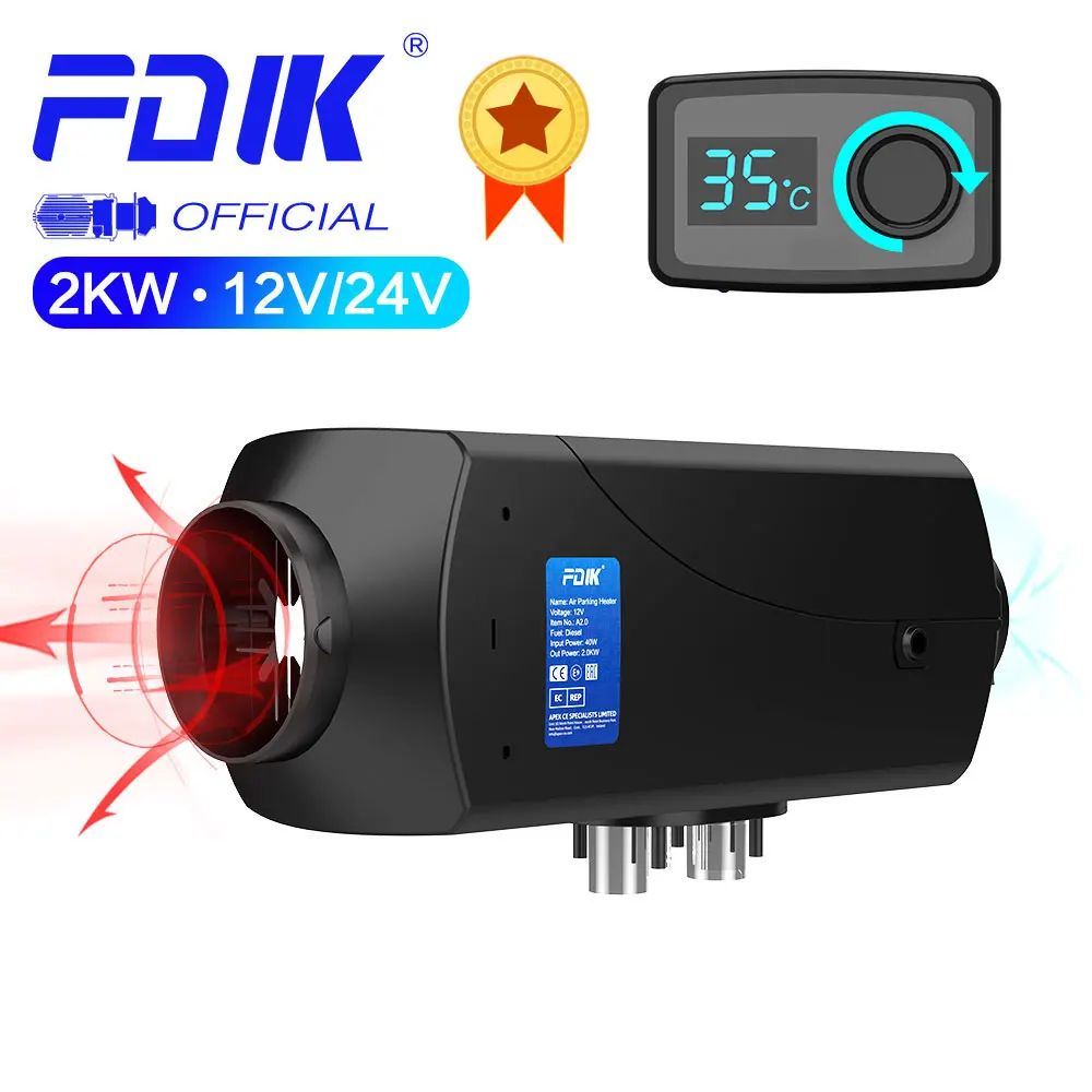 FDIK 2KW 12V 24V Car Diesel Air Parking Heater No Muffler for New Energy Electric Vehicle Car Heater Stove Autonomous Heater