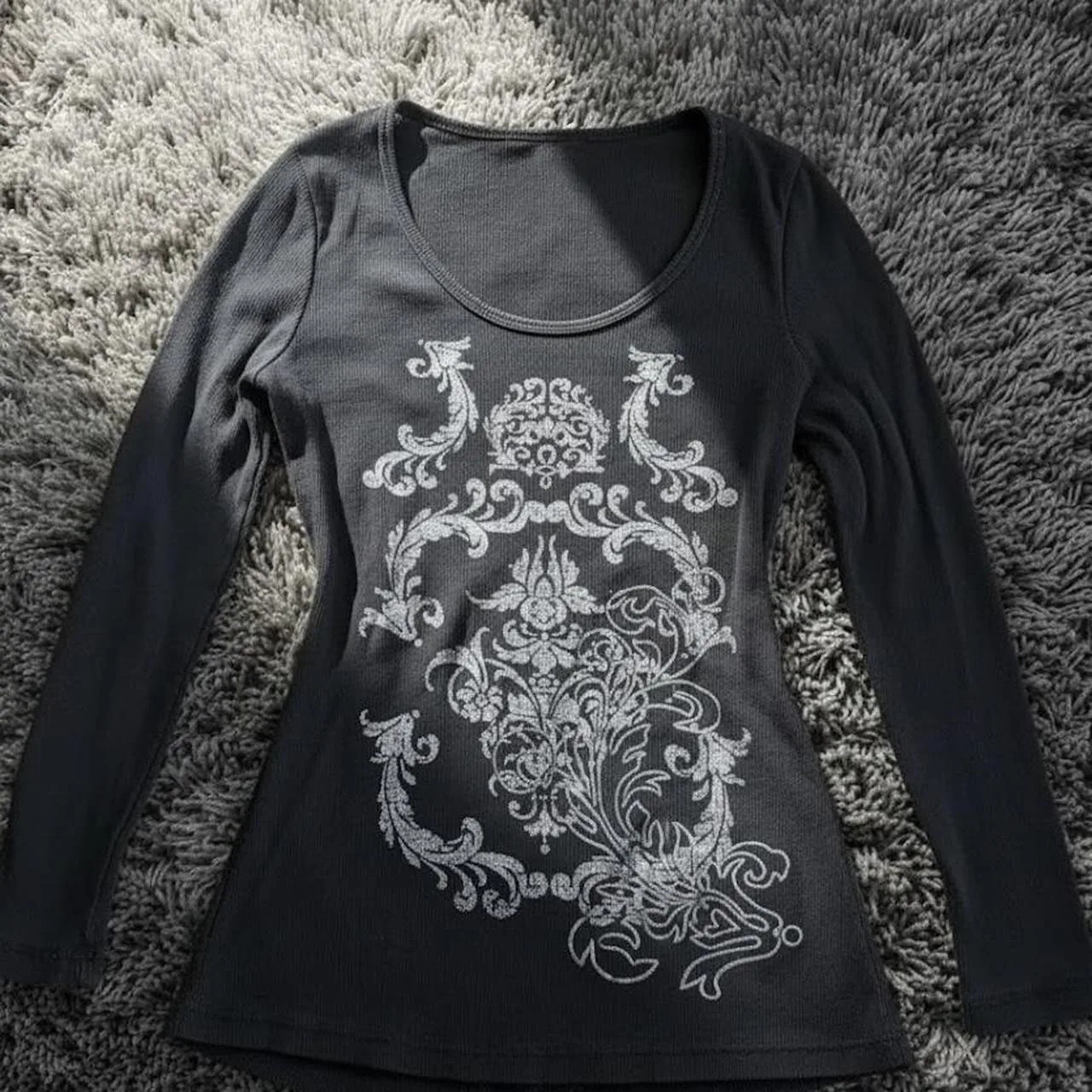 Y2K aesthetic retro gothic style women's printed T-shirt retro Harajuku style xianxia nuclear explosion style slim fit pullover