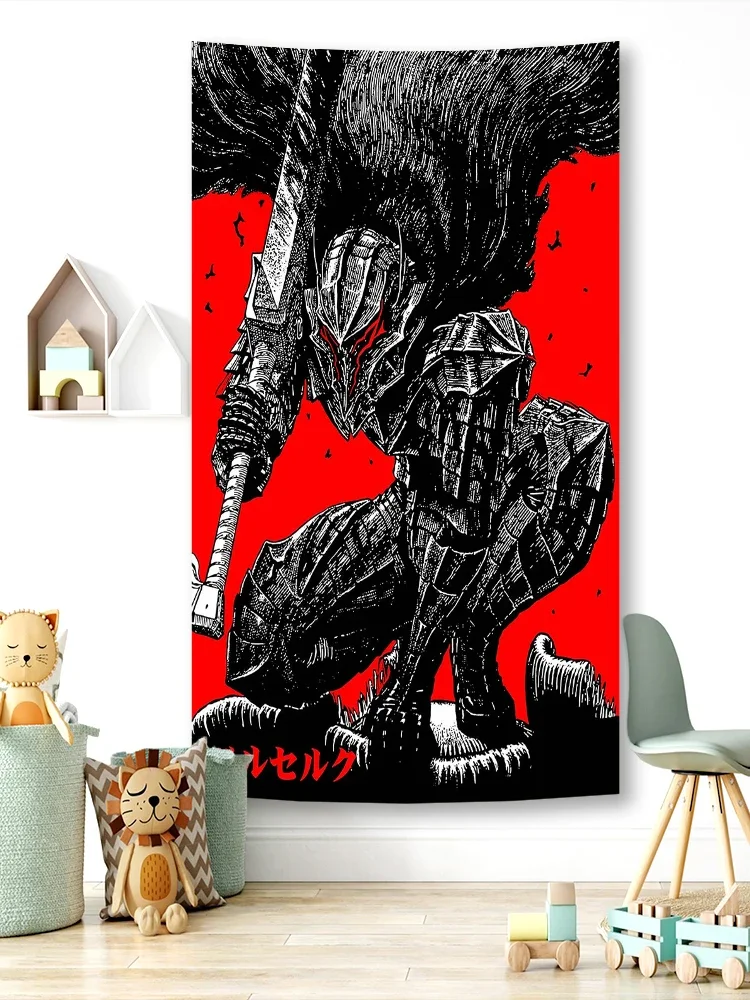 FLAGDOM 90X150CM Anime Berserk Flag Tapestry Vintage Home Room Bar Cafe Aesthetic Art Wall Decor Painting For Decor