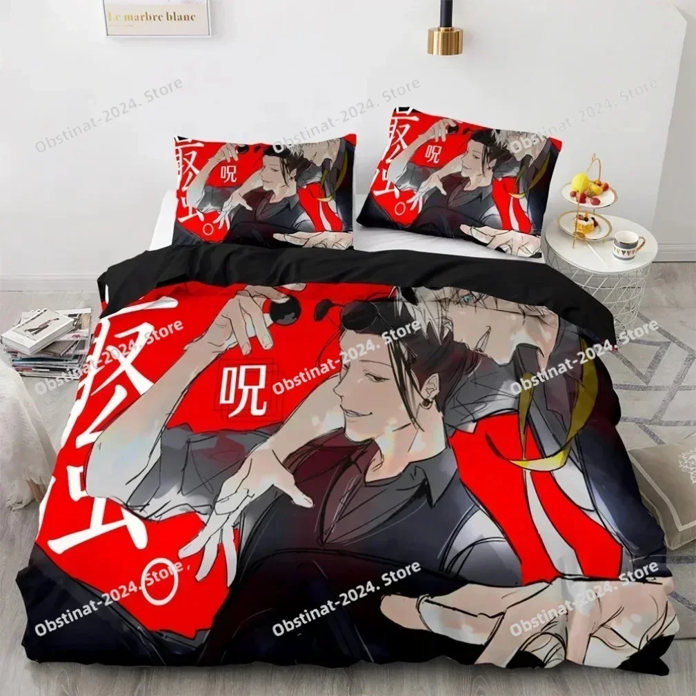2025 Top Carton Anime Jujutsu Kaisen Bedding Set,Satoru Gojo Soft Quilt Cover and Pillowcases,Japan Famous Anime Duvet Cover Set