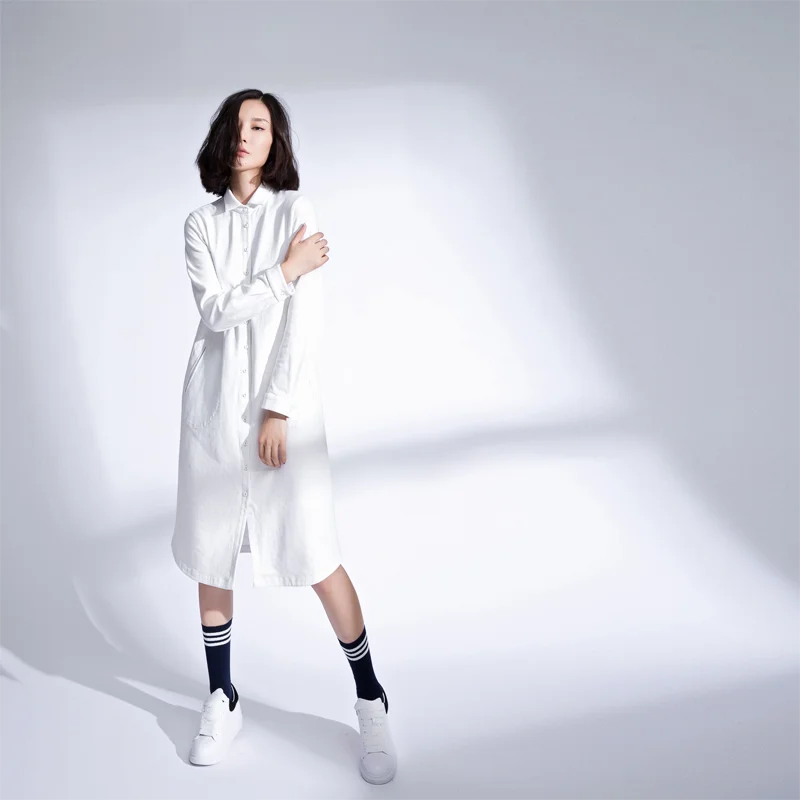 

Женское повседневное длинное трикотажное платье из чистого хлопка на осень-зиму, белое, повседневное, модное