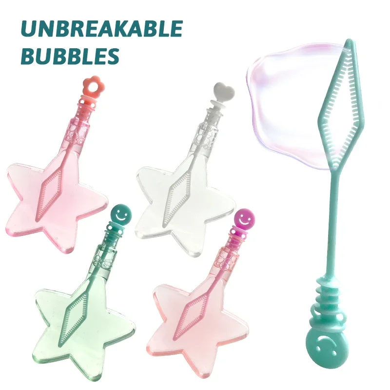 Pentagrama portátil con palo de burbuja, juguete de burbujas, juegos al aire libre, juguetes para niños, regalo de cumpleaños y vacaciones con burbujas de agua
