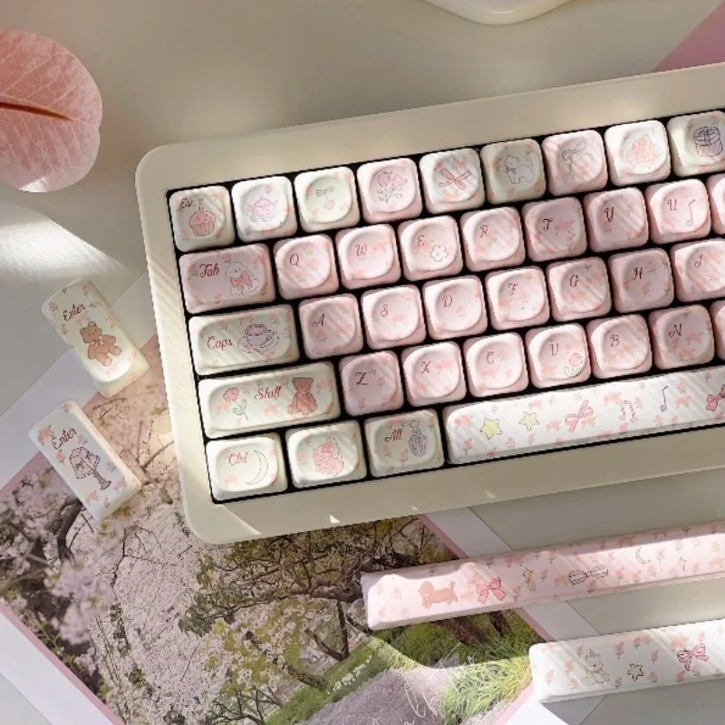 Gift of Spring Theme Keycaps Set Customized PBT Sublimation Cherry/MOA Profile Keyboard Cap for Mechanical Keyboard Accessories