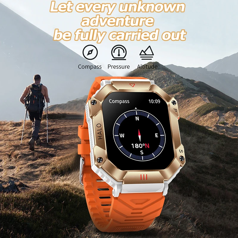 New Women‘s Smart Watch 650mAh Large Battery Fitness Tracker Compass Heart Rate Waterproof BT Call Men Sport Military Smartwatch