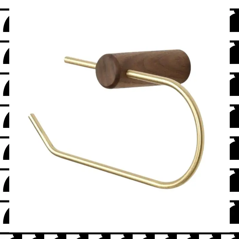 

A44U Деревянный держатель для салфеток Латунный держатель для туалетной бумаги Аксессуары для хранения туалетной бумаги Подставка для рулонной бумаги Черный орех и золото Ду