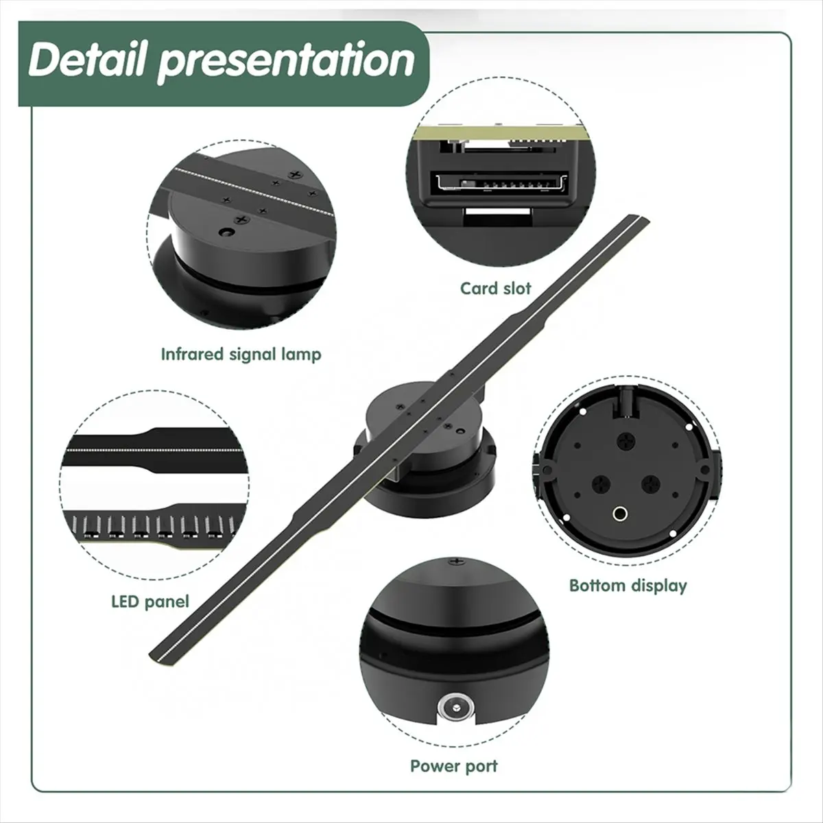 Super Sale PD42 3D Hologram Projector, Wall-mounted Advertising Machine, 244pcs LED, HD Eye Visuals Advertising Display UK PLUG