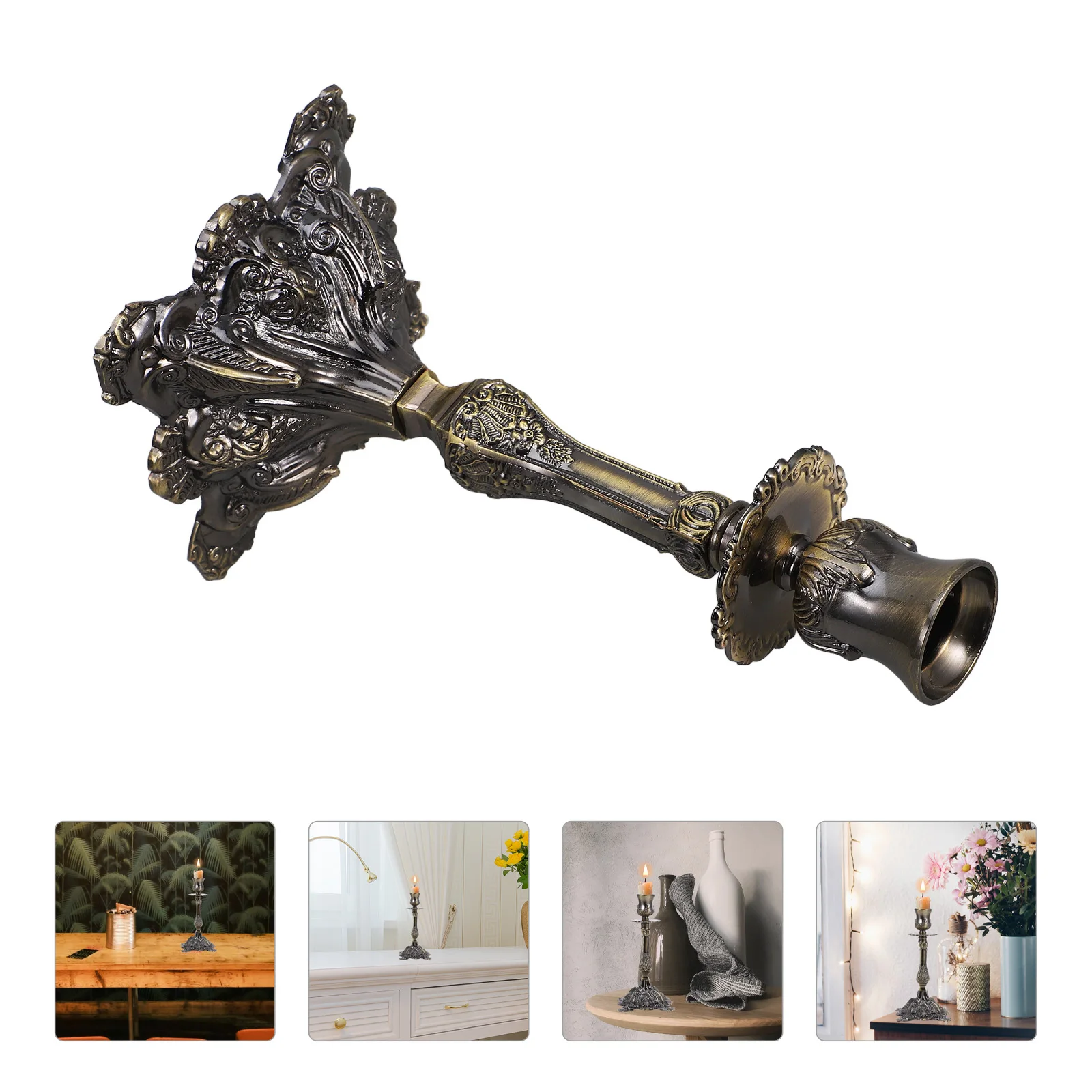 

Vintage Shabbat Holder Metal Taper Candlestick Single-Head Tabletop Decorative Stand Desktop Pillar Holder Party Wedding