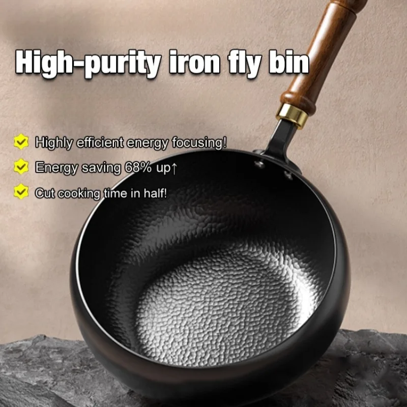 Family-Size Big Belly Skillet - Non-Toxic Coating-Free Iron Wok for Healthy Cooking,Universal Stove Cookware with Large Capacity