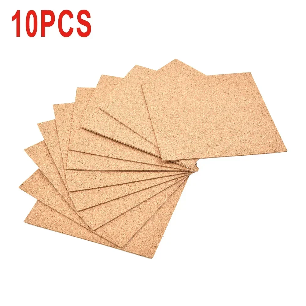 10Pcs Cork Coasters Square Cork Mat Self-adhesive DIY Backing Sheet For Home Bar DIY Backing Sheet For Home Bar