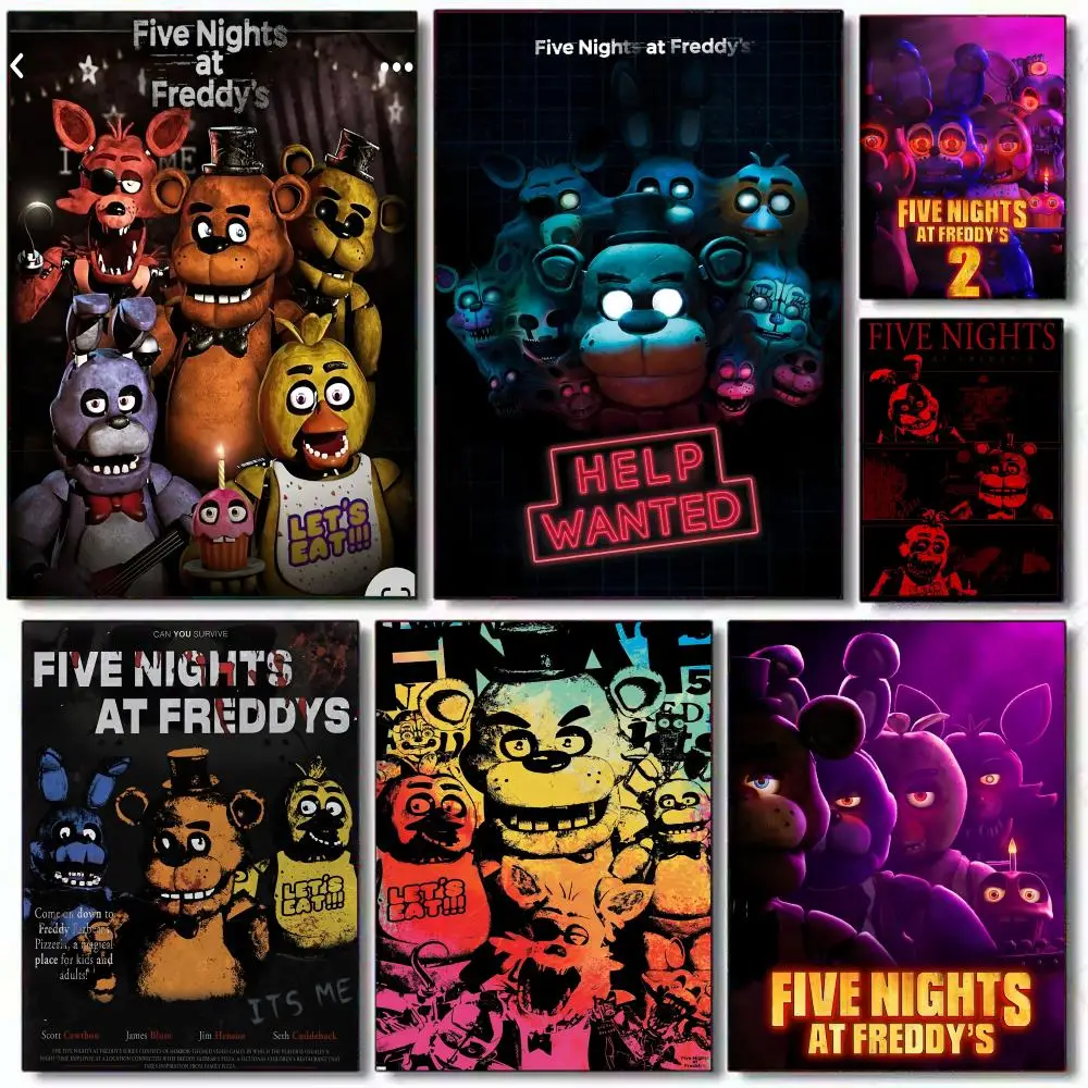 Fnaf Anime Five-nights-At-Freddys pintura caligrafía lienzo HD póster arte de pared interior pasillo decoración del hogar regalos de vacaciones