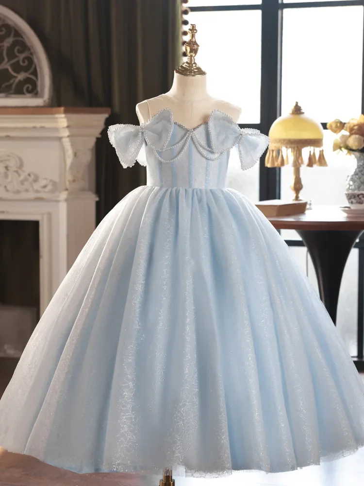 

GUXQD Ball Gown Baby Flower Girl Dresses With Pearls Children Princess Prom Birthday Party Gowns Formal Occasion