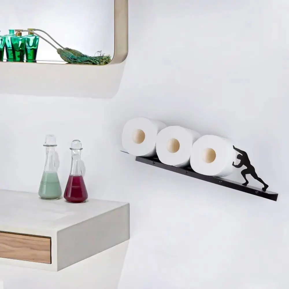 

Stainless Steel Toilet Paper Holder Stand Waterproof Material Space-Saving Design Bathroom Storage Stand Multi-Functional