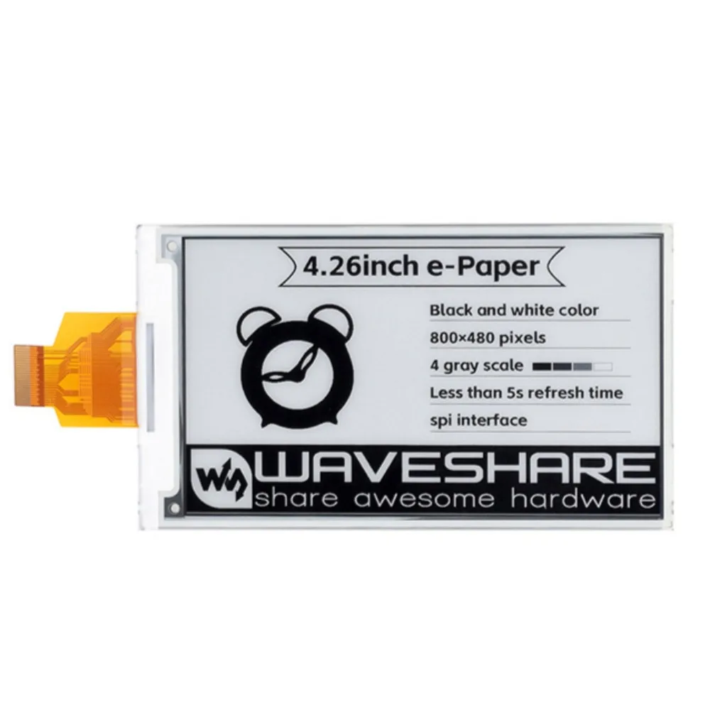 Papel electrónico blanco y negro de 4,26 pulgadas, módulo SPI de 800x480 píxeles para etiquetas de estantería conectables a Raspberry Pi de 40 Pines, Jetson Nano, RDK X3, STM32