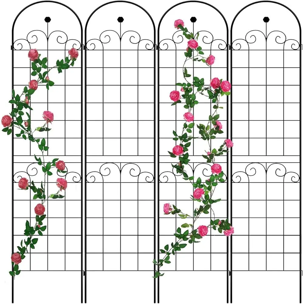 

Metal Garden Trellis 86.7 H Garden ence Rustproo Trellis or ClimPlants Support Roses lower Outdoor Lawn, Black Galvanized Tube