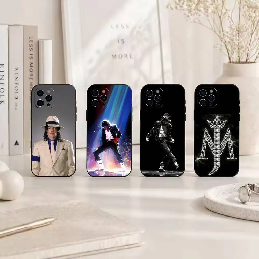 pop King M-Michael Jackson  Phone Case For iPhone 17,16,15,14,13,12,11,Pro,Max,Plus,Air,X,XS,XR,SE,Soft Black Funda(one)